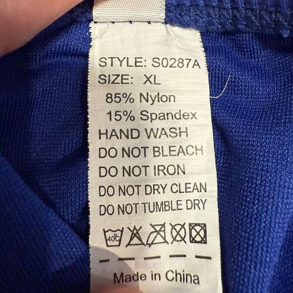 Envya Swimwear Belle Ruffle Off The Shoulder High Waisted Blue Bikini Set Sz XL - Picture 4 of 4